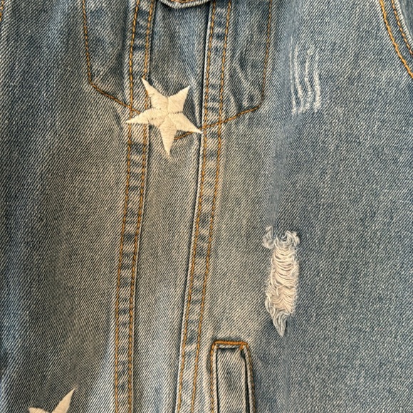 One Of A Kind Distressed Madonna Denim Jacket - Picture 4 of 9